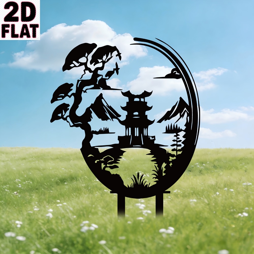 Light Art And Craft - CIFBUY Chinese Pavilion Metal Wall Art