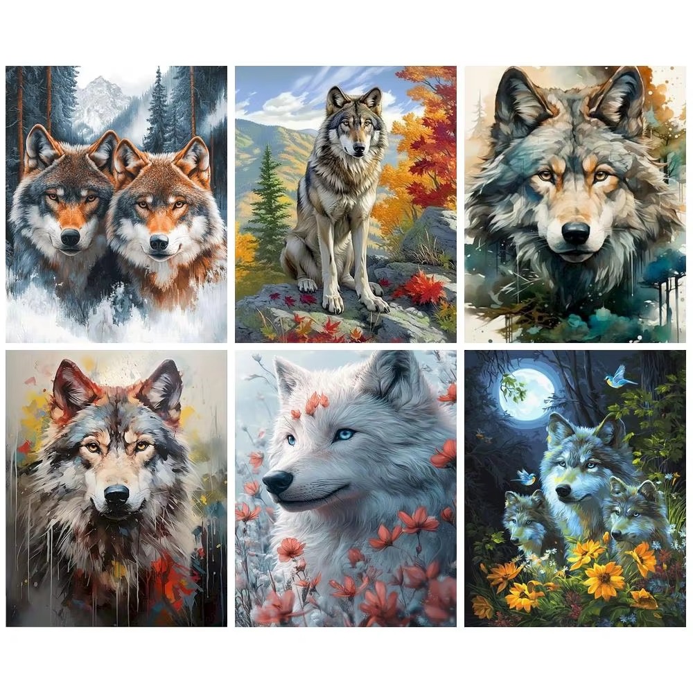 Art Craft Game - Wolf Paint By Numbers Art Supplies