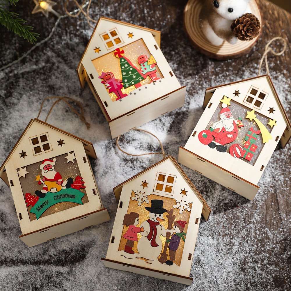 3D Wooden Christmas House Craf - Light Art And Craft ulasan dan harga