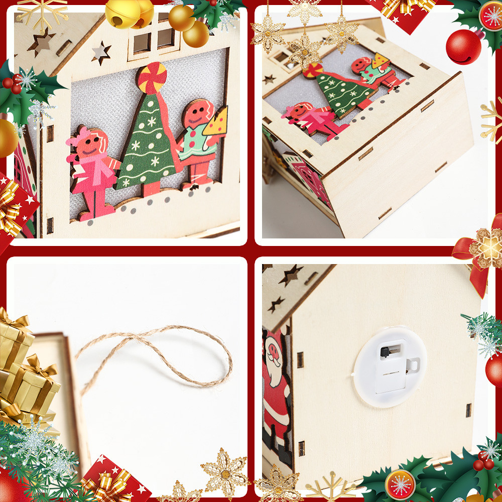 3D Wooden Christmas House Craf - Light Art And Craft ulasan dan harga