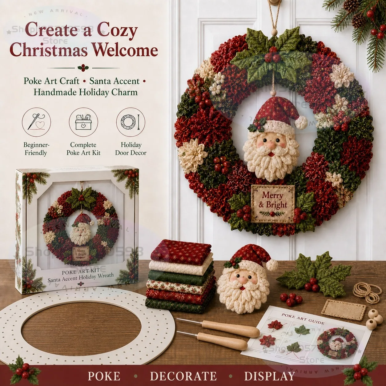 2026 3D Fabric Poke Wreath DIY - Art Craft Kit ulasan dan harga