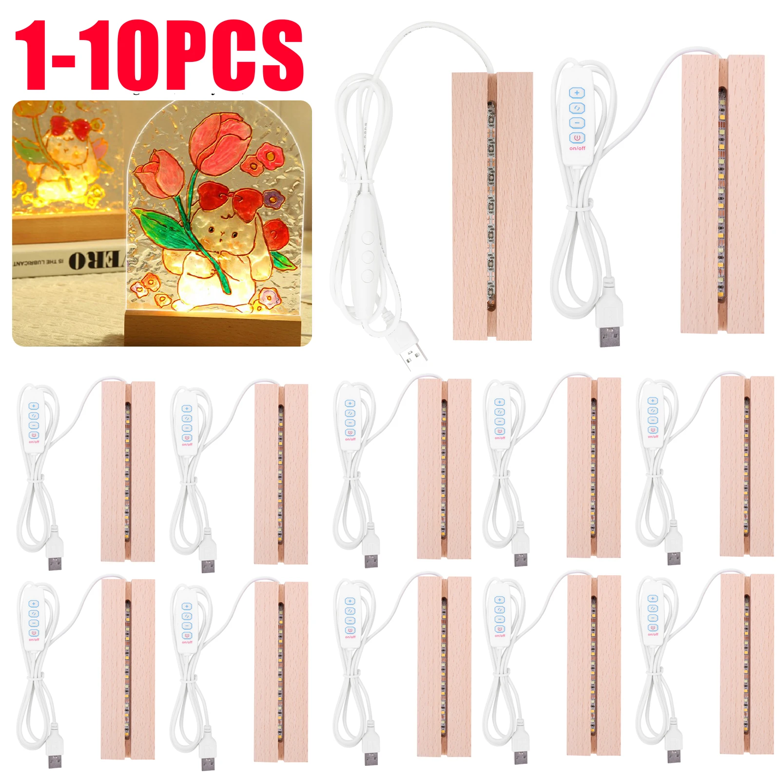 1-10pcs LED Wood Light Display - Light Art And Craft ulasan dan harga