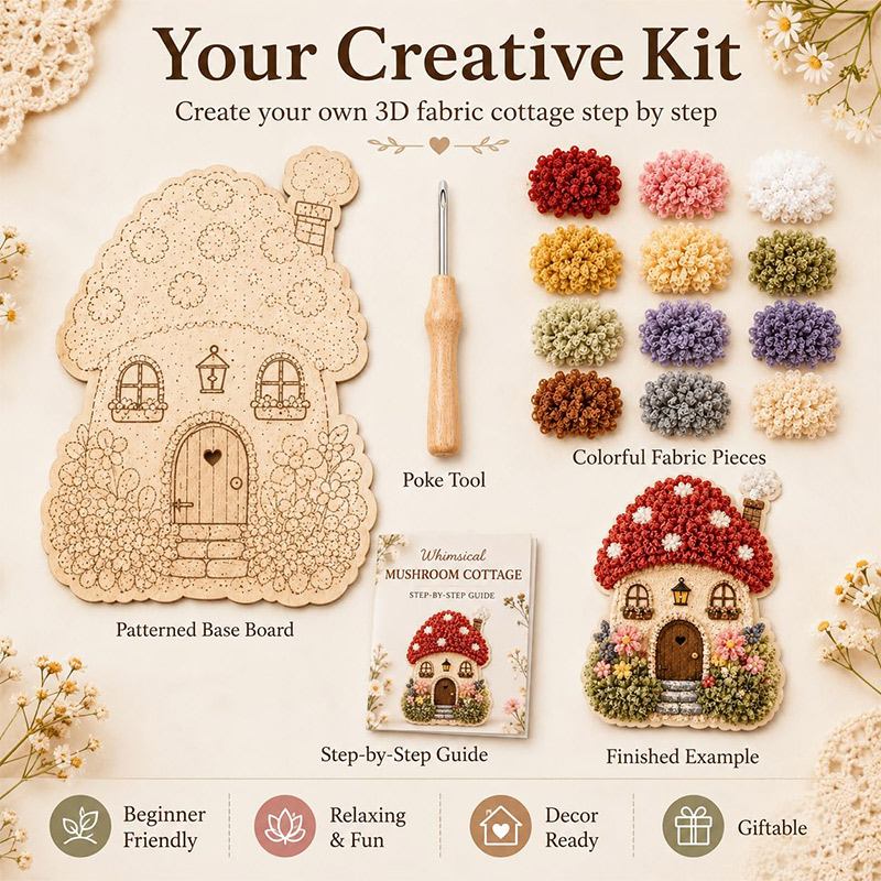 3D Mushroom House Poke Art DIY - Art Craft Kit ulasan dan harga