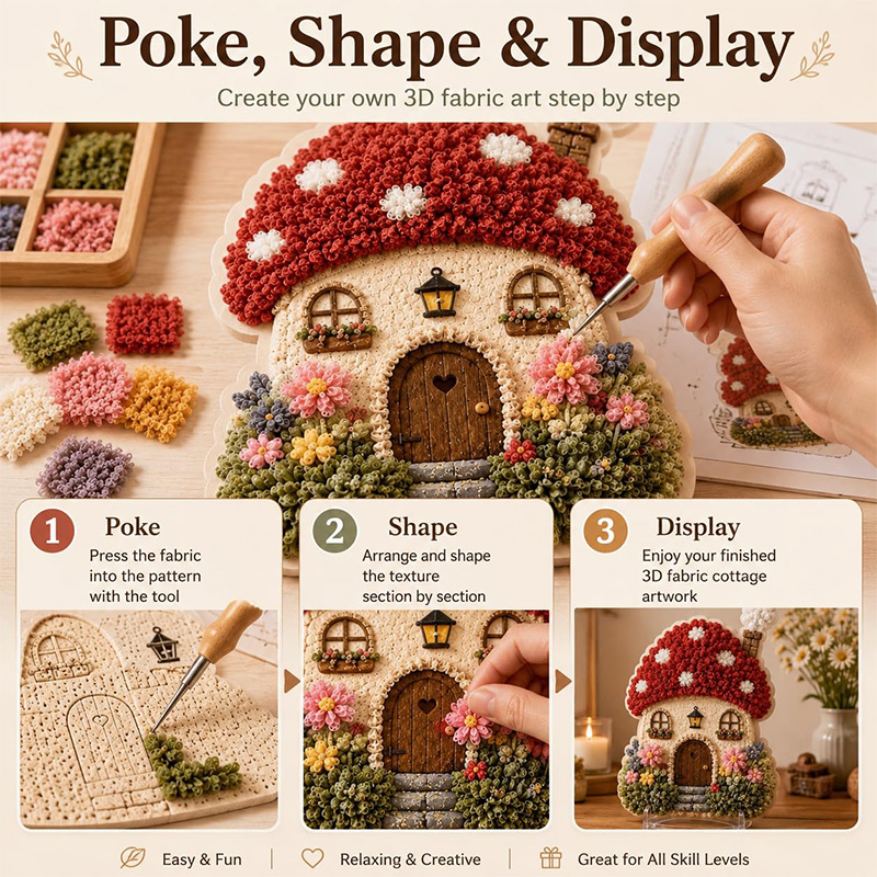 3D Mushroom House Poke Art DIY - Art Craft Kit ulasan dan harga