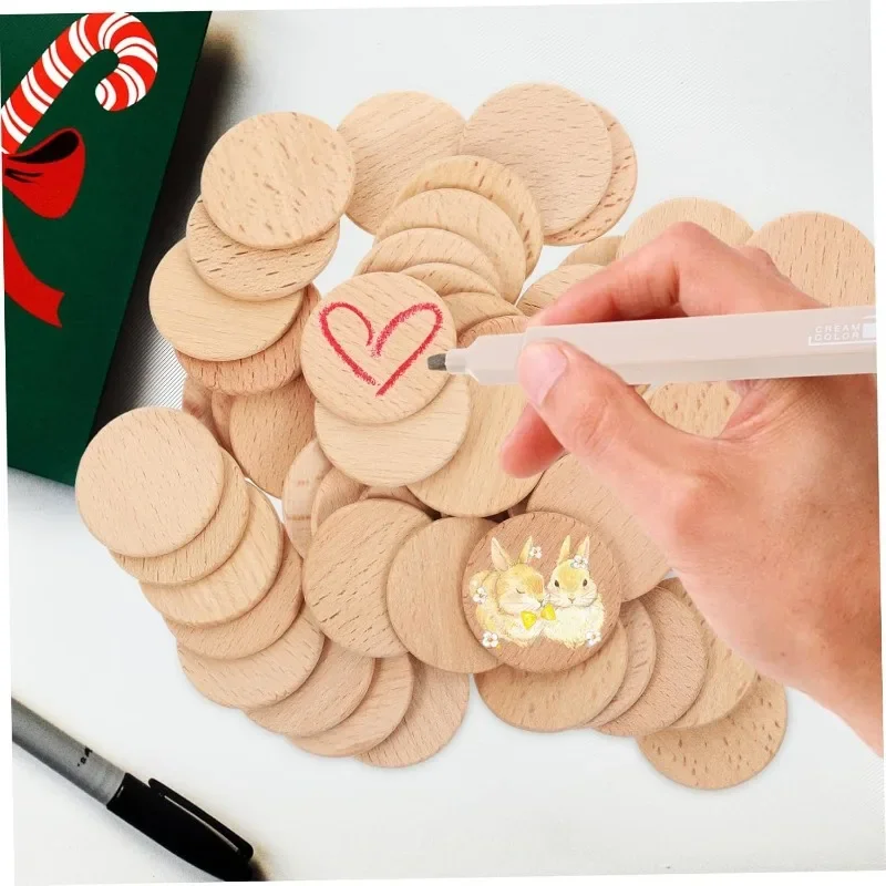50PCS Round Unfinished Wood Cu - Art Craft Game ulasan dan harga